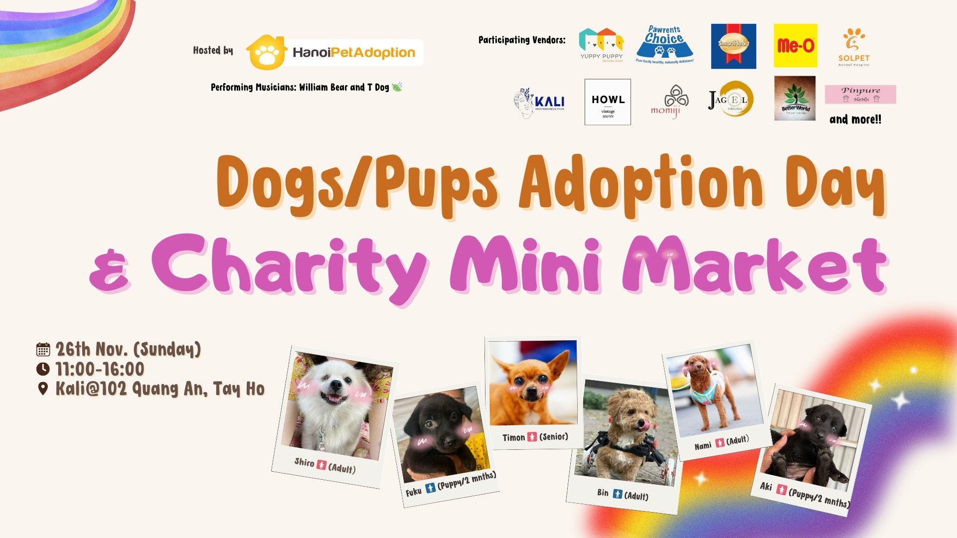 Dogs/Pups Adoption day & Charity Mini Market